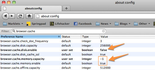 firefox chuyen cache vao ram